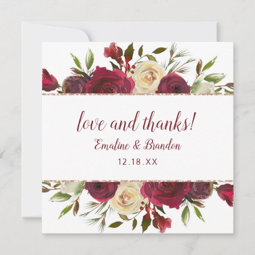 Mistletoe Manor Wedding Love and Thanks Square Thank You Card