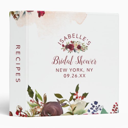 Mistletoe Manor Winter Bridal Shower Recipe Card 3 Ring Binder