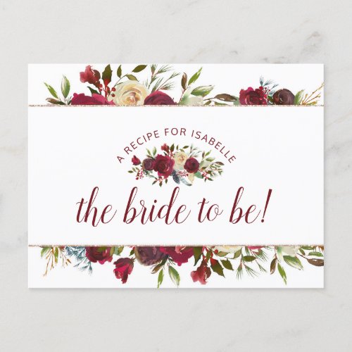 Mistletoe Manor Winter Bride to Be Recipe Card