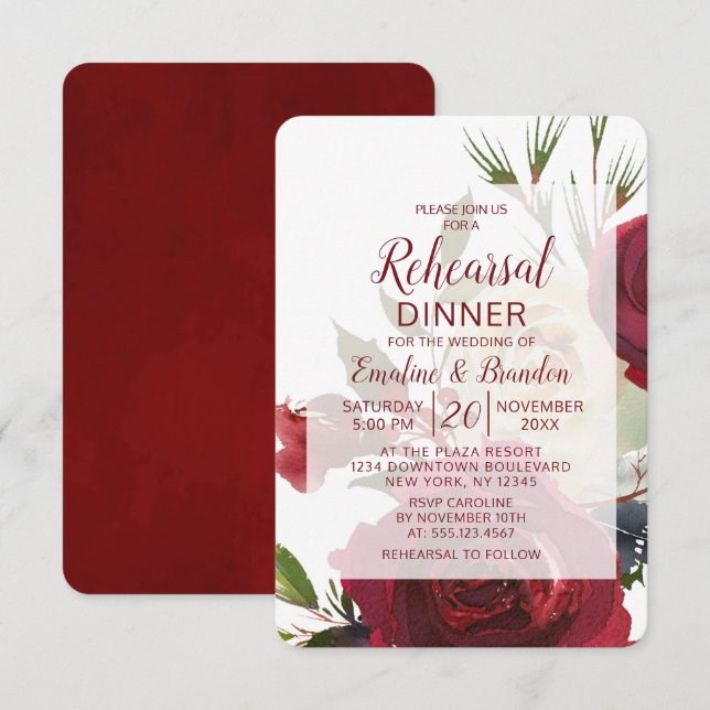 Mistletoe Manor Winter Wedding Rehearsal Dinner Invitation (Front/Back)