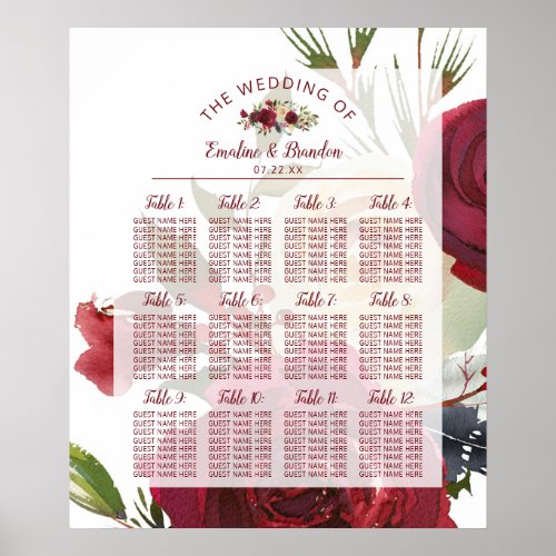 Mistletoe Manor Winter Wedding Table Seating Chart