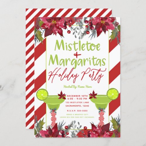 Mistletoe  Margaritas Holiday Party Fiesta Invitation