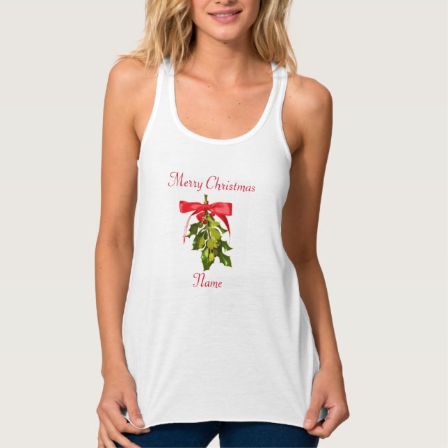 mistletoe merry christmas tank top (Front)