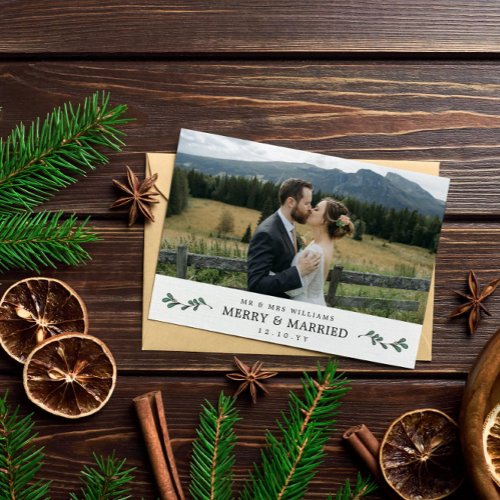 Mistletoe Merry Married Photo Christmas Thank You