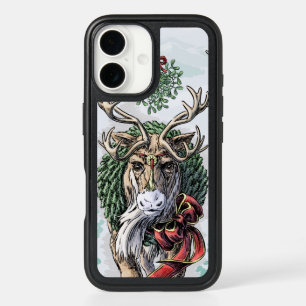 Mistletoe Messenger Christmas Holiday Reindeer Art iPhone 16 Case