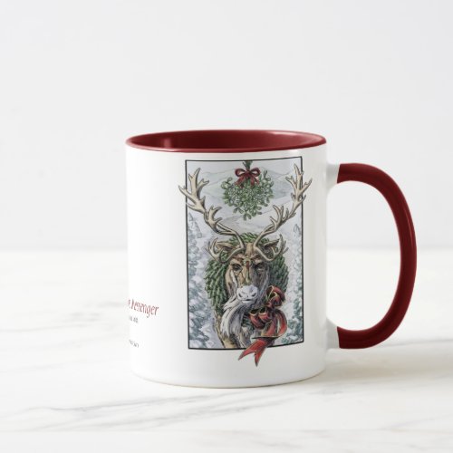 Mistletoe Messenger Christmas reindeer mug