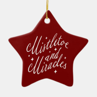 Mistletoe & Miracles Modern Christmas Red Star Ceramic Ornament