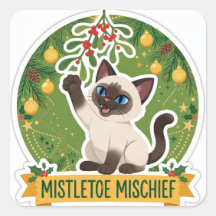 Mistletoe Mischief Christmas Cat Sticker