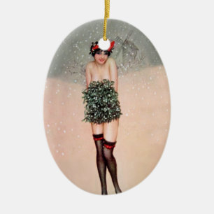 Mistletoe Miss Ceramic Ornament