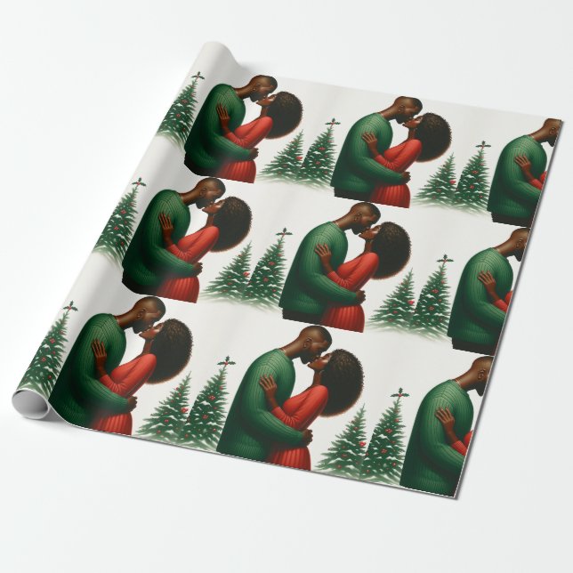Mistletoe Moments 1 - Black people Christmas paper (Unrolled)