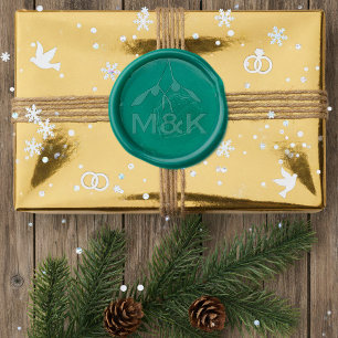 Mistletoe Monogram Green Festive Wax Seal Sticker