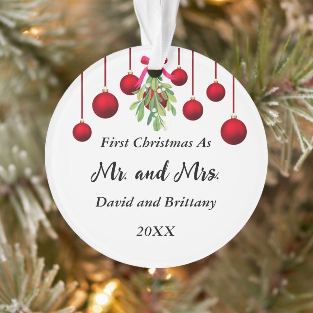 Mistletoe Newlywed Acrylic Ornament (Tree)