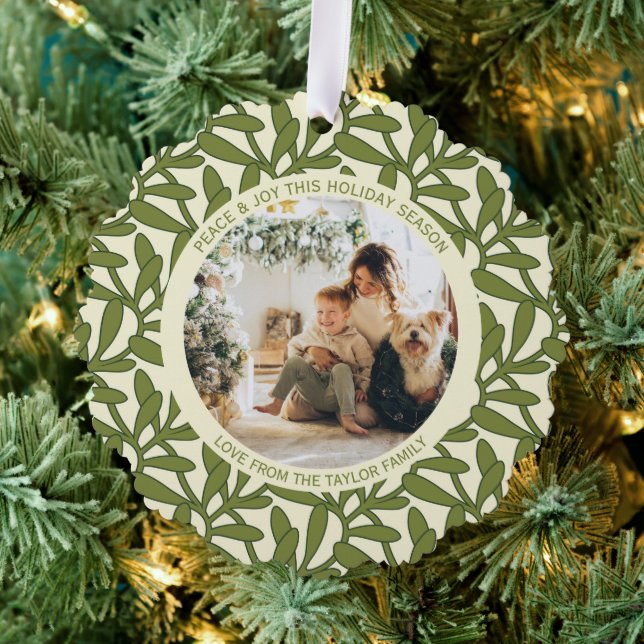 Mistletoe Photo and Text Personalized Christmas Ornament Card (Insitu (Tree))