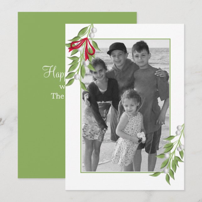 Mistletoe Photo Greeting Card (Front/Back)
