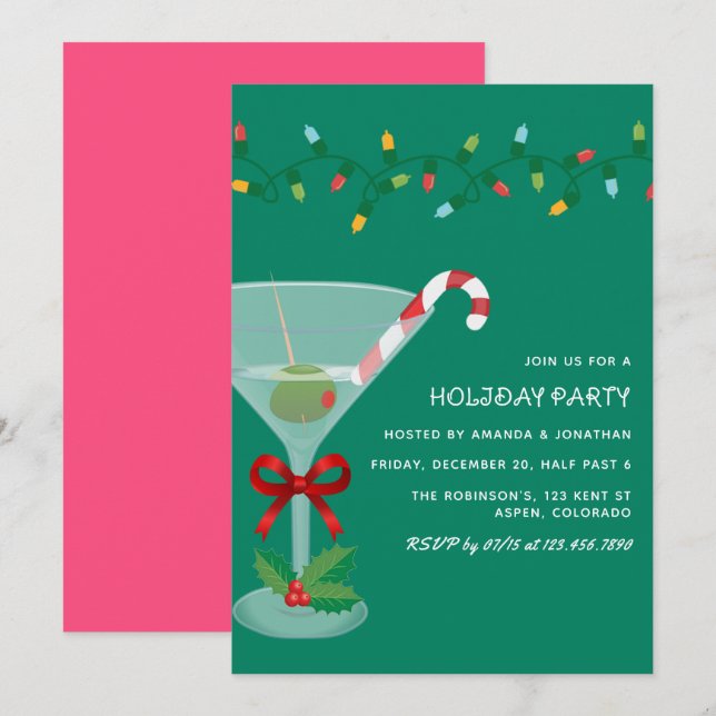 Mistletoe Pop Christmas Holiday Cocktail Party Invitation (Front/Back)