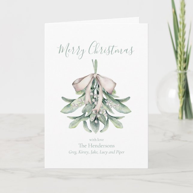 Mistletoe Posy Christmas Holiday Card (Front)