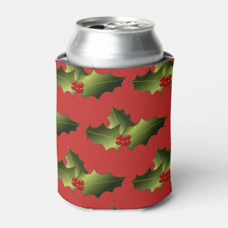 Mistletoe Red and Green Can Cooler