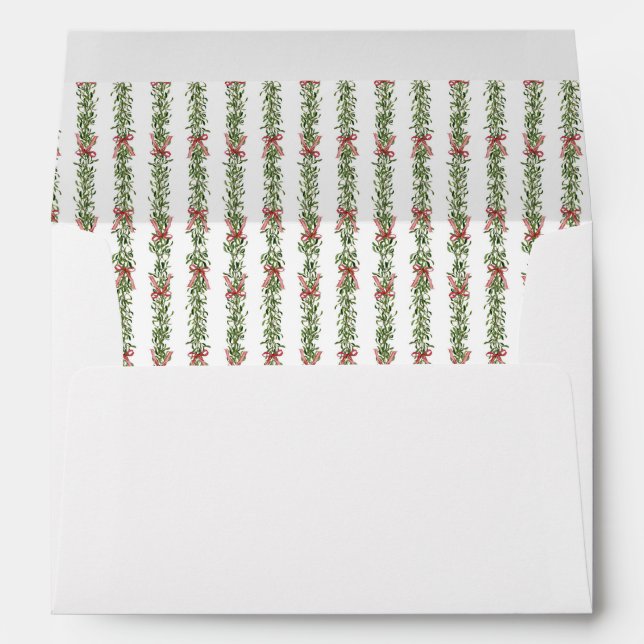Mistletoe Red Green Christmas Envelope (Back (Bottom))