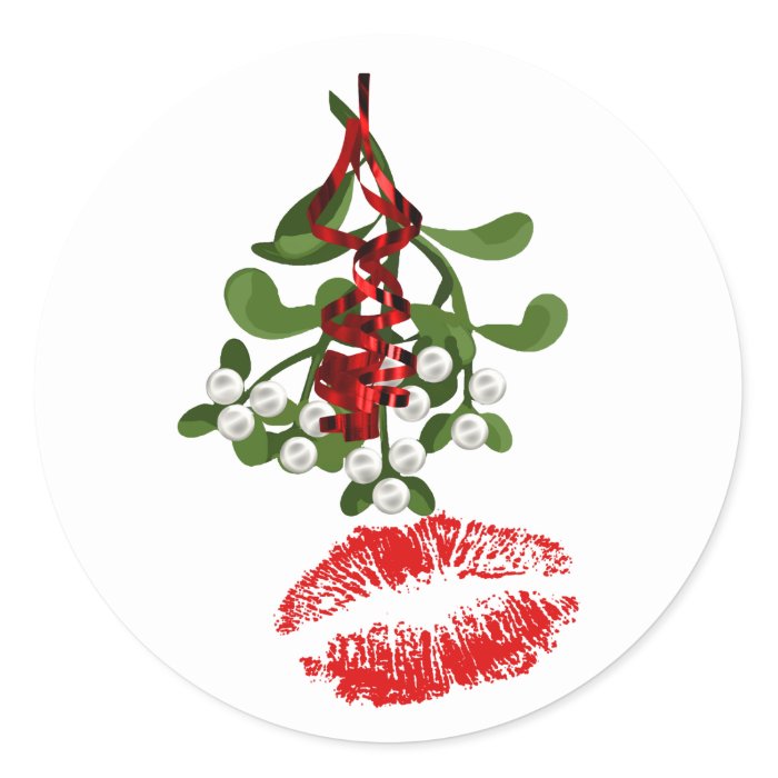 Mistletoe & Red Lipstick Kiss Sticker