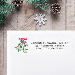 Mistletoe Return Address  Label<br><div class="desc">This festive return address label is decorated with watercolor mistletoe,  berries,  and ribbon.
Easily customizable. 
Use the Design Tool to change the text size,  style,  or color. Original Watercolor © Michele Davies.</div>