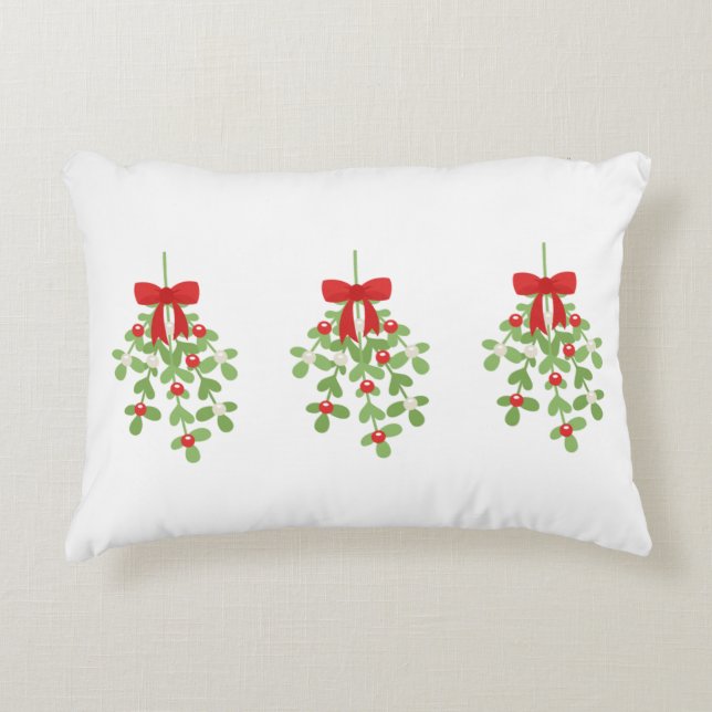 Mistletoe Row and Red Plaid Reversible Christmas Accent Pillow (Front)