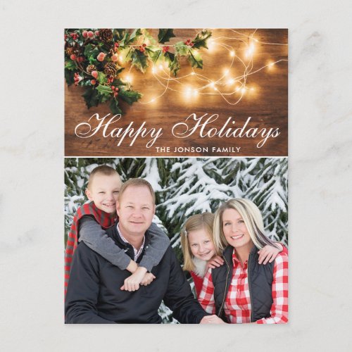 Mistletoe Rustic Christmas Photo Greetings Postcard