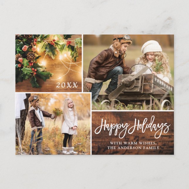 Mistletoe Rustic Christmas Photo Holiday Greeting Postcard (Front)
