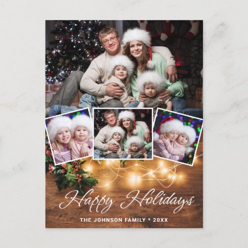 Mistletoe Rustic Christmas Photo Holiday Greeting Postcard