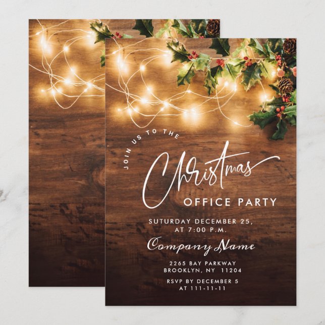 Mistletoe Rustic Corporate Christmas Holiday Party Invitation (Front/Back)
