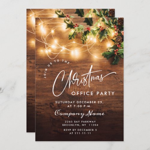 Mistletoe Rustic Corporate Christmas Holiday Party Invitation