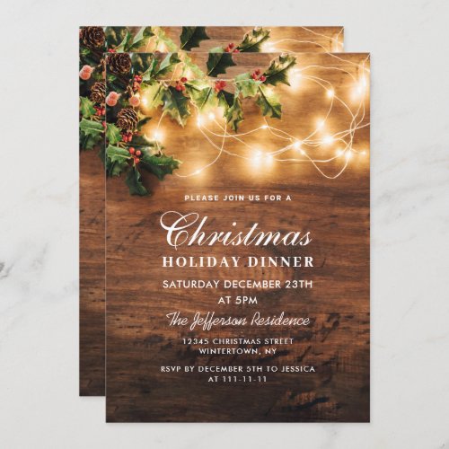 Mistletoe Rustic Holiday Christmas HOLIDAY DINNER Invitation