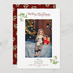 Mistletoe Script Merry Christmas Photo Holiday Card