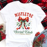 Mistletoe Social Club Coquette Christmas Tri-Blend Shirt<br><div class="desc">Celebrate the holiday season in Coquette style with this vintage-inspired Mistletoe Social Club Christmas design. The delicate mistletoe bow and playful typography bring a festive and feminine flair, perfect for those who love a mix of nostalgia and elegance. Whether you're attending a holiday gathering or looking for a stylish, whimsical...</div>