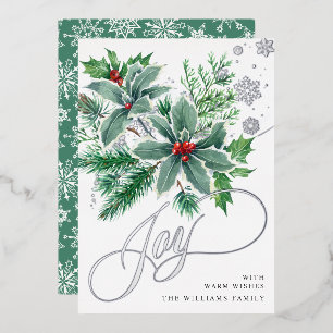 Mistletoe Sparkle Christmas Greeting Silver Foil Holiday Card