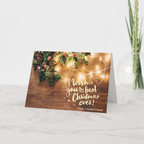 MistletoeString LightsWood I Wish You The Best Holiday Card