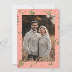 Mistletoe Sweet Pink Christmas Custom Photo Holiday Card