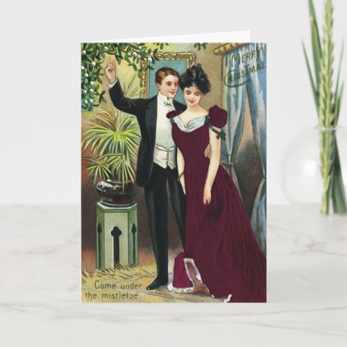 Mistletoe Vintage Christmas Card