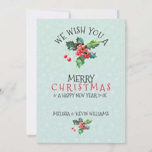 Mistletoe We Wish You Merry Christmas Holiday Card