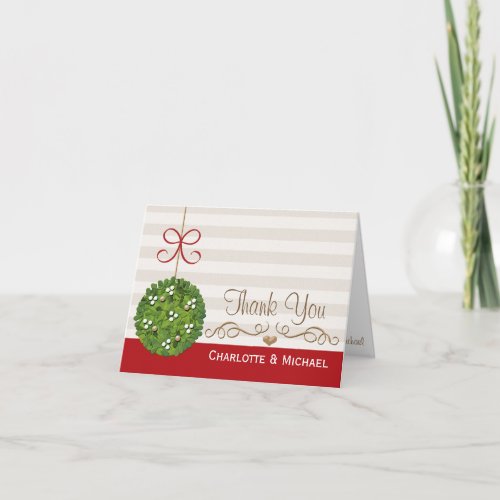 Mistletoe Wedding Christmas Thank You Cards