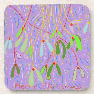 Mistletoe Whimsical, Lilac Beverage Coaster