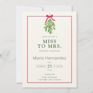 Mistletoe Winter Christmas Bridal Shower Invitation