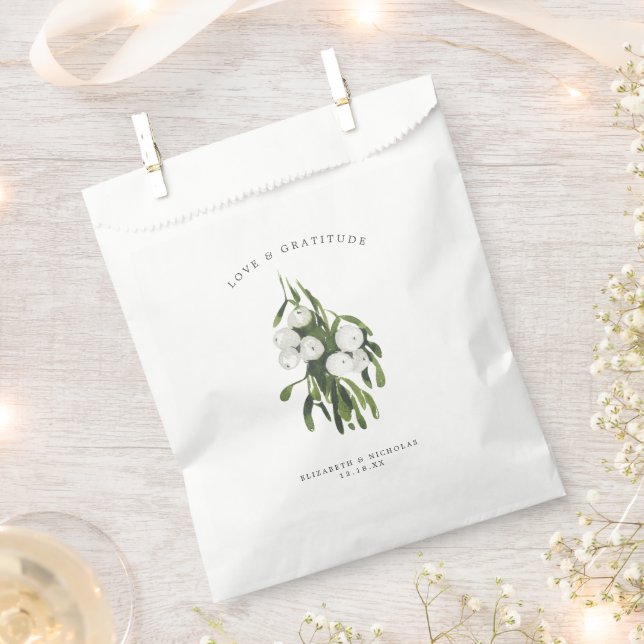 Mistletoe Winter Greenery Wedding Favor Bags (Clipped)