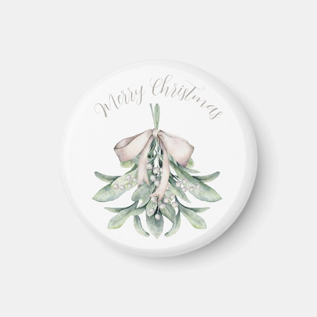 Mistletoe with Gold Bow Christmas  Magnet (Front)