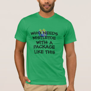 mistletoe with package christmas shirt funny
