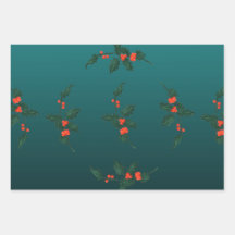 Mistletoe Wrapping Paper Flat Sheet Set of 3