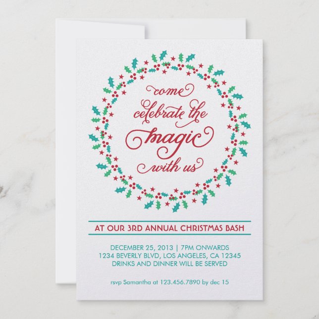 Mistletoe Wreath Holiday Party Invitation (Front)