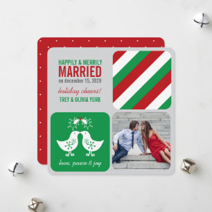 Mistletoes Kissing Chicks Mr And Mrs Photo Wedding Holiday Card