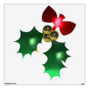 MISTLETOES WITH RED RIBBON WALL DECAL
