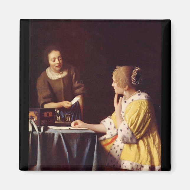 Mistress and maid by Johannes Vermeer Magnet (Front)