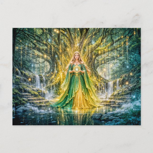 Mistress Beneath the World Tree Enchanted Fantasy Postcard (Front)